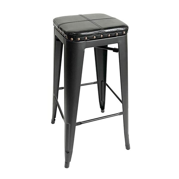 RELIX Σκαμπό Bar Στοιβαζόμενο, Μέταλλο Βαφή Μαύρο, Pu Μαύρο 42x42x76cm - Image 5