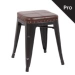 RELIX Σκαμπό-Pro, Στοιβαζόμενο, Μέταλλο Βαφή Antique Black, Pu Σκούρο Καφέ 39x39x45cm - Image 5