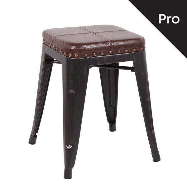 RELIX Σκαμπό-Pro, Στοιβαζόμενο, Μέταλλο Βαφή Antique Black, Pu Σκούρο Καφέ 39x39x45cm - Image 5