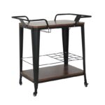 RELIX Trolley Bar-Pro Μέταλλο Βαφή Μαύρο, MDF Απόχρωση Καρυδί 86x51x86cm - Image 11