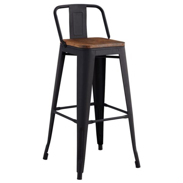 RELIX Wood Σκαμπό Bar με Πλάτη,Μέταλλο Βαφή Μαύρο Extra Matte, Απόχρωση Ξύλου Dark Oak 44x44x76/97cm - Image 11