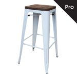 RELIX Wood Σκαμπό Bar-Pro, Στοιβαζόμενο, Μέταλλο Βαφή Άσπρο, Κάθισμα Dark Oak 43x43 H.76cm - Image 7