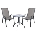 RIO Set Κήπου - Βεράντας: Τραπέζι + 2 Πολυθρόνες Μέταλλο Βαφή Ανθρακί, Textilene Γκρι Table:Φ70x70 Armchair:55x74x91 - Image 7