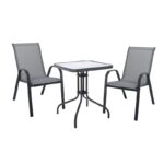 RIO Set Κήπου - Βεράντας: Τραπέζι + 2 Πολυθρόνες Μέταλλο Βαφή Ανθρακί, Textilene Γκρι Table:60x60x70 Chair:55x74x91 - Image 5