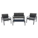 RIVIAN Set Σαλόνι Κήπου 4τεμ, Μέταλλο Βαφή Ανθρακί, Μαξιλάρια Γκρι 90x50x35/120x79x73/65x79x73 cm - Image 7