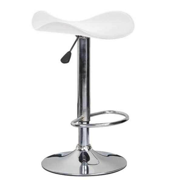 SADDLE Σκαμπό BAR, Βάση Χρώμιο, Pvc Άσπρο, Ρύθμιση Ύψους, Περιστρεφόμενο 45x43x58/64-79/85cm - Image 7