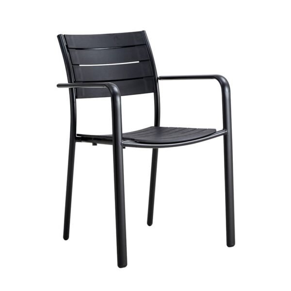SAGA Πολυθρόνα Στοιβαζόμενη, Μέταλλο Βαφή Μαύρο, PP-UV Μαύρο 56x57x84cm - Image 13