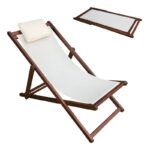 Σαιζ-Λόνγκ - Ξαπλώστρα 3 Θέσεων Acacia - Ύφασμα Εκρού Water Repellent 58x104x72cm - Image 5