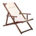 Σαιζ-Λόνγκ - Ξαπλώστρα με Μπράτσα 3 Θέσεων Acacia - Ύφασμα Εκρού Water Repellent 66x104x75cm - Image 9