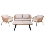 SALSA Plus Set Σαλόνι Κήπου ALU Μαύρο-Γυαλί-Wicker Φυσικό: Τραπέζι+2 Θέσιος+2 Πολυθρόνες 110x55x44-149x74x71-71x71x71cm - Image 7