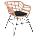 SALSA-D Πολυθρόνα Τραπεζαρίας Κήπου, Μέταλλο Βαφή Μαύρο, Wicker Φυσικό, Μαξιλάρι Μαύρο 59x56x77cm - Image 11