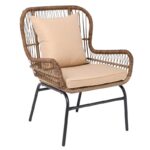 SALSA MAX Πολυθρόνα Μέταλλο Βαφή Μαύρο, Wicker Φυσικό, Μαξιλάρι Μπεζ 64x69x89cm - Image 15