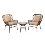 SALSA MAX Set Κήπου - Βεράντας Μέταλλο Βαφή Μαύρο, Wicker Φυσικό: Τραπεζάκι+2 Πολυθρόνες TableΦ50x49 Armchair64x69x89cm - Image 9