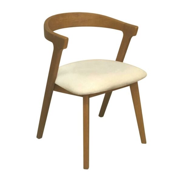 SANDRA Καρέκλα Τραπεζαρίας, Απόχρωση Φυσικό, Pu Εκρού 52x56x76cm - Image 5