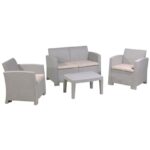 SAVANNA Set Σαλόνι Κήπου Βεράντας K/D, PP-UV Sand Grey Μαξιλάρια Μπεζ Table+Sofa 2Seater+2 Armchairs - Image 7