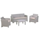SAVANNA Set Σαλόνι Κήπου Βεράντας  K/D, PP-UV Sand Grey Μαξιλάρια Μπεζ Table+Sofa 3Seater+2 Armchairs - Image 7