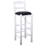 ΣΙΦΝΟΣ Σκαμπό BAR με Πλάτη, Οξιά Βαφή Εμποτισμός Λάκα Άσπρο, Κάθισμα Pu Μαύρο 36x37x78/107cm - Image 13