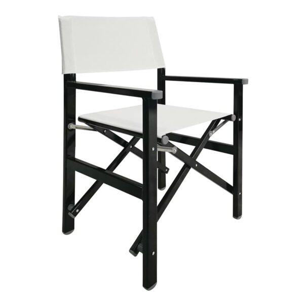 Σκηνοθέτη Πολυθρόνα, Αλουμίνιο Μαύρο (1,2mm), Textilene Άσπρο, Πτυσσόμενη (2,75kg) 54x50x88cm - Image 7