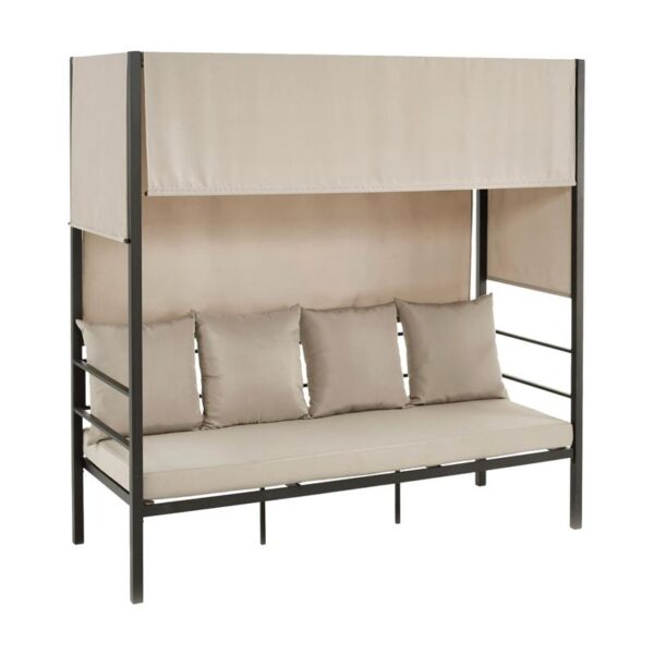SKY Καναπές - Κρεβάτι Κήπου Εξωτερικού Χώρου, Μέταλλο Βαφή Ανθρακί, Ύφασμα Εκρού 200x80x200cm - Image 5