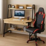 STUDENT-1 Set Γραφείο Η/Υ Sonoma - Μαύρο + Πολυθρόνα Gaming Μαύρο - Κόκκινο Desk:120x48x73 Chair:67x69x124