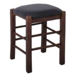 ΤΑΒΕΡΝΑΣ Σκαμπό Βοηθητικό, Οξιά Βαφή Εμποτισμός Καρυδί, Κάθισμα Pu Μαύρο 35x35x51cm - Image 7