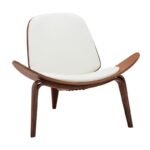 TAYLOR Πολυθρόνα Σαλονιού Καθιστικού Καρυδί, Pu Άσπρο 90x76x75cm - Image 9