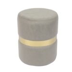 TOMMY Σκαμπό Βοηθητικό, Χρώμιο Χρυσό, Ύφασμα Velure Απόχρωση Γκρι Φ35cm Η.43cm - Image 5