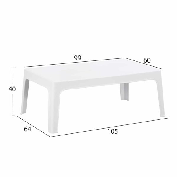 ΤΡΑΠΕΖΑΚΙ ΟΡΘΟΓΩΝΙΟ SLEEK HM6367.01 ΠΟΛΥΠΡΟΠΥΛΕΝΙΟ ΣΕ ΛΕΥΚΟ 105x64x40Υεκ. - Image 2
