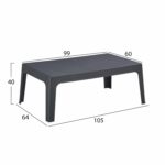ΤΡΑΠΕΖΑΚΙ ΟΡΘΟΓΩΝΙΟ SLEEK HM6367.10 ΠΟΛΥΠΡΟΠΥΛΕΝΙΟ ΣΕ ΣΚΟΥΡΟ ΓΚΡΙ 105x64x40Υεκ. - Image 2