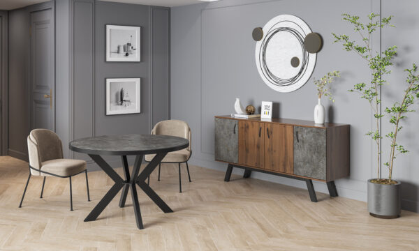 Τραπέζι Ν15 Ξύλινο με Μεταλλικό Σκελετό Φ120 - Image 2