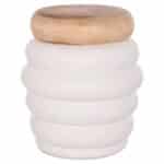 ΣΚΑΜΠΟ PUFFAT HM18172.02 FIBER CEMENT ΛΕΥΚΟ- ΞΥΛΟ TEAK TOP Φ45x46Υεκ.