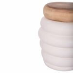 ΣΚΑΜΠΟ PUFFAT HM18172.02 FIBER CEMENT ΛΕΥΚΟ- ΞΥΛΟ TEAK TOP Φ45x46Υεκ. - Image 3