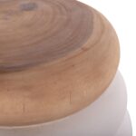 ΣΚΑΜΠΟ PUFFAT HM18172.02 FIBER CEMENT ΛΕΥΚΟ- ΞΥΛΟ TEAK TOP Φ45x46Υεκ. - Image 6