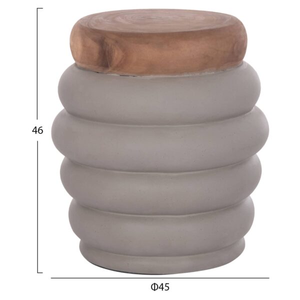 ΣΚΑΜΠΟ PUFFAT HM18172.03 FIBER CEMENT ΓΚΡΙ- ΞΥΛΟ TEAK TOP Φ45x46Υεκ. - Image 2