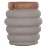 ΣΚΑΜΠΟ PUFFAT HM18172.03 FIBER CEMENT ΓΚΡΙ- ΞΥΛΟ TEAK TOP Φ45x46Υεκ. - Image 3