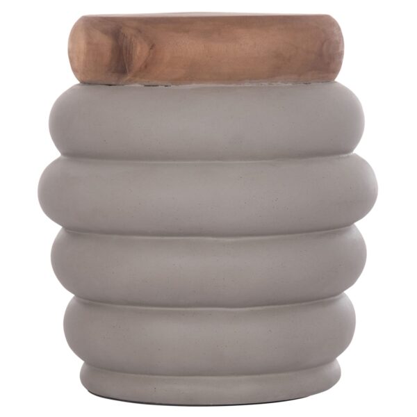 ΣΚΑΜΠΟ PUFFAT HM18172.03 FIBER CEMENT ΓΚΡΙ- ΞΥΛΟ TEAK TOP Φ45x46Υεκ. - Image 3