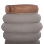 ΣΚΑΜΠΟ PUFFAT HM18172.03 FIBER CEMENT ΓΚΡΙ- ΞΥΛΟ TEAK TOP Φ45x46Υεκ. - Image 4