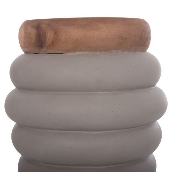 ΣΚΑΜΠΟ PUFFAT HM18172.03 FIBER CEMENT ΓΚΡΙ- ΞΥΛΟ TEAK TOP Φ45x46Υεκ. - Image 4