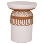 ΒΟΗΘΗΤΙΚΟ ΤΡΑΠΕΖΙ PRILEP HM18159.02 FIBER CEMENT ΛΕΥΚΟ & RATTAN--Φ60x76,5Υεκ