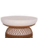ΒΟΗΘΗΤΙΚΟ ΤΡΑΠΕΖΙ PRILEP HM18159.02 FIBER CEMENT ΛΕΥΚΟ & RATTAN--Φ60x76,5Υεκ - Image 4