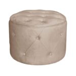 TRAVIS Σκαμπό Αποθηκευτικό, Ύφασμα Velure Απόχρωση Cappuccino Φ60cm H.45cm - Image 6