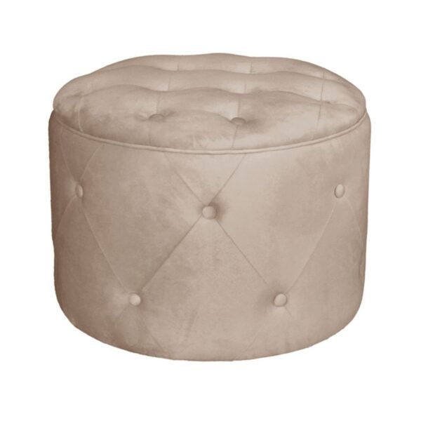 TRAVIS Σκαμπό Αποθηκευτικό, Ύφασμα Velure Απόχρωση Cappuccino Φ60cm H.45cm - Image 6