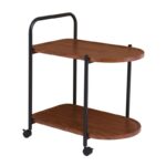 TROLLEY - Βοηθητικό Τραπεζάκι Μέταλλο Βαφή Μαύρο, MDF with PVC Απόχρωση Καρυδί 60x38x65cm - Image 7