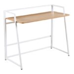 UNIT Γραφείο Η/Υ Πτυσσόμενο, Μέταλλο Βαφή Άσπρο, Melamine Απόχρωση Sonoma 110x48x86cm - Image 7