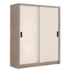 VANITY Ντουλάπα Δίφυλλη - Συρόμενη, Αποχρώσεων Sonoma Oak & Cream 160x60x200cm - Image 7