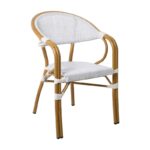 VEGERA Πολυθρόνα Dining Αλουμίνιο Βαφή Φυσικό Textilene Εκρού, Στοιβαζόμενη 57x58x83cm - Image 13