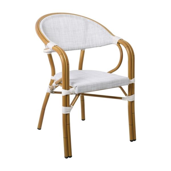 VEGERA Πολυθρόνα Dining Αλουμίνιο Βαφή Φυσικό Textilene Εκρού, Στοιβαζόμενη 57x58x83cm - Image 13