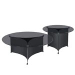 VENET Set 2 Τραπεζάκια Σαλονιού - Καθιστικού, Μέταλλο Μαύρο, Γυαλί Clear Black Φ90x32cm + Φ60x40cm - Image 5