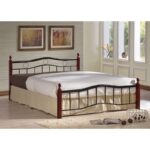 VICTOR Κρεβάτι Διπλό για Στρώμα 140x190cm, Μέταλλο Βαφή Μαύρο, Ξύλο Καρυδί 145x202x92cm - Image 5