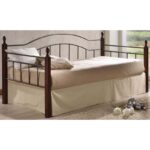 VINCENT Daybed Κρεβάτι Μονό Μέταλλο Βαφή Μαύρο, Ξύλο Καρυδί 98x201x99cm για Στρώμα 90x190 - Image 5
